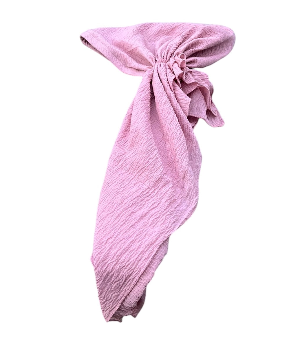 Solid Textured Crepe Pre-ties with Elastic